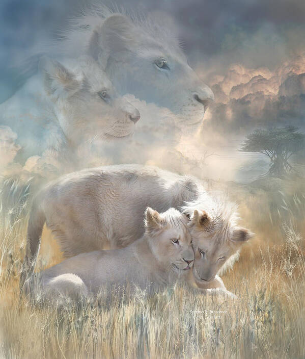 Lion Art Print featuring the mixed media Spirits Of Innocence by Carol Cavalaris