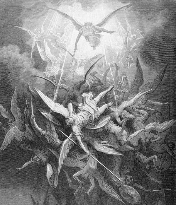 Gustave Dore Art Print featuring the painting The Fall of the Rebel Angels by Gustave Dore