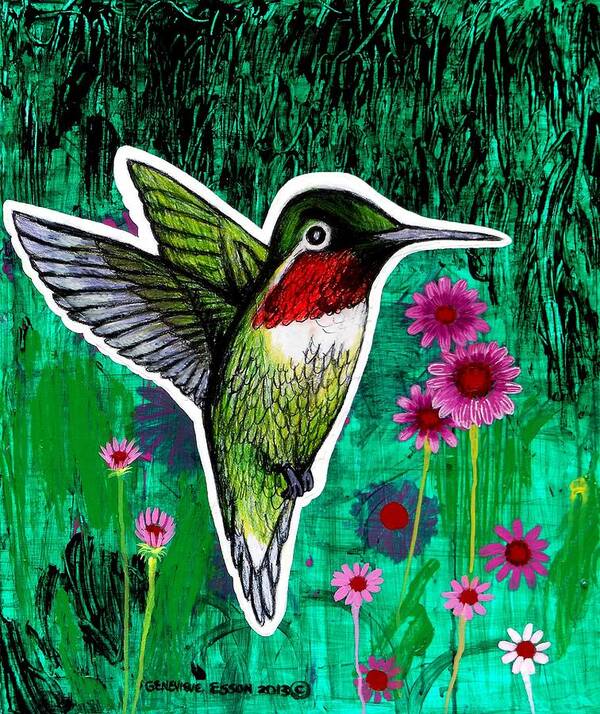 Hummingbird Art Print featuring the painting The Hummingbird by Genevieve Esson