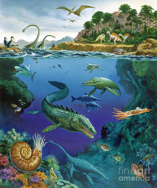 Illustration Art Print featuring the photograph Underwater Landscape Of Cretaceous by Publiphoto