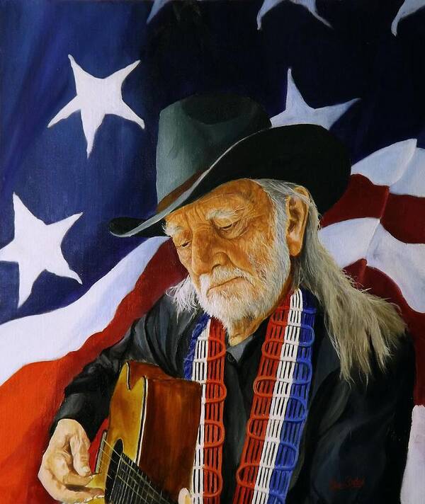  Art Print featuring the painting Willie Nelson by Barry BLAKE