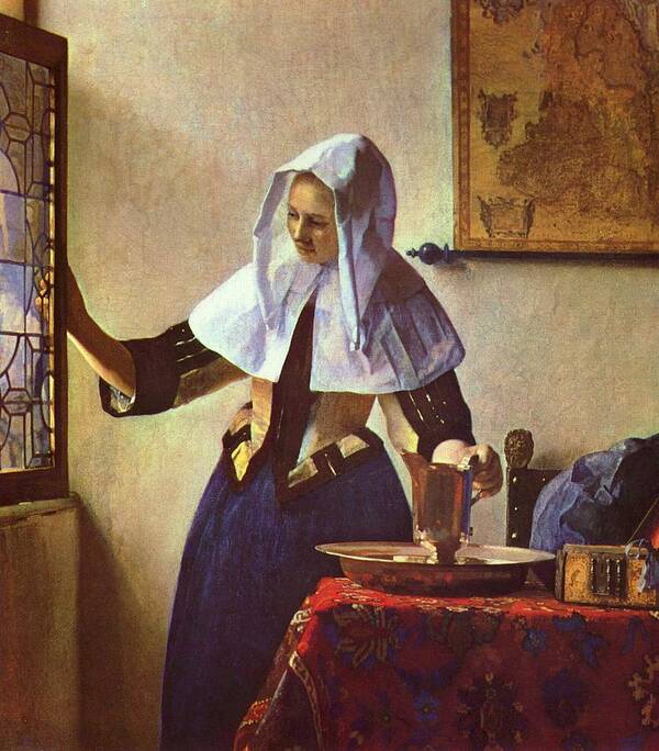 Art Art Print featuring the photograph Woman with a Water Jug- Johannes Vermeer Painting Print by Georgia Clare
