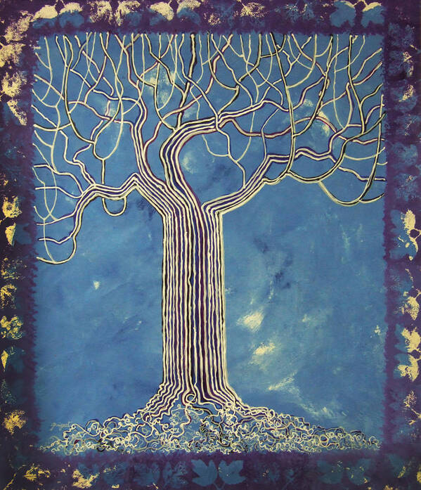 Guiguet Art Print featuring the painting Blue Tree by Alain Guiguet