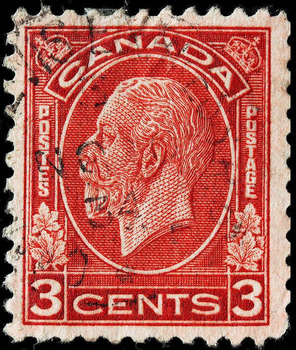 Old Canadian Postage Stamp Art Print featuring the photograph old Canadian postage stamp by James Hill
