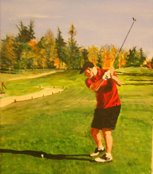 Golf Art Print featuring the painting Out on the Course by Betty-Anne McDonald