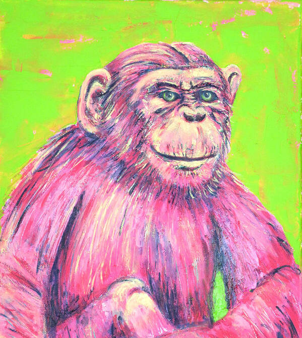 Monkey Art Print featuring the painting Pink Monkey by Suzan Sommers