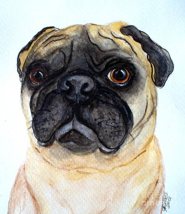 Pug Art Print featuring the painting The Little Pug by Carol Grimes