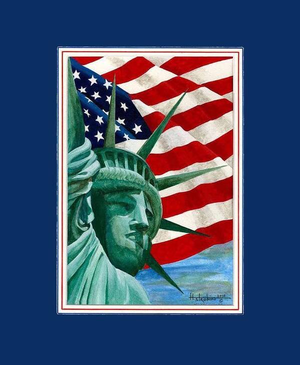 Statue Of Liberty Art Print featuring the painting Liberty #3 by Herb Strobino