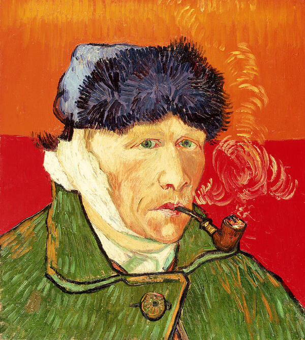 Van Gogh Art Print featuring the painting Self Portrait with Bandaged Ear and Pipe by Vincent van Gogh