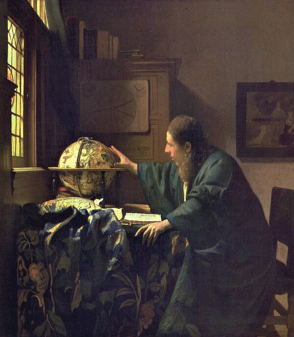 Jan Vermeer Art Print featuring the painting The Astronomer #1 by Jan Vermeer