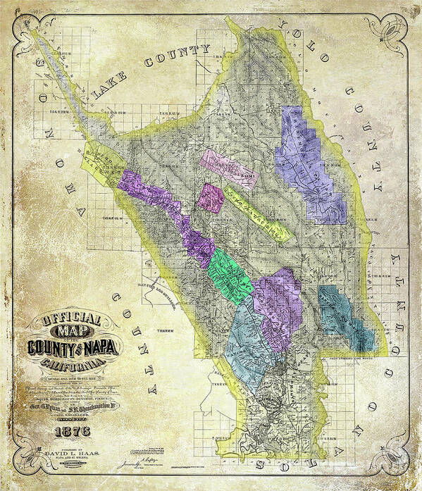 Napa Valley Map Art Print featuring the photograph 1876 Napa Valley Map by Jon Neidert