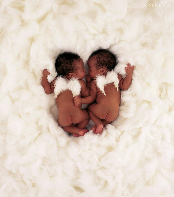 Baby Art Print featuring the photograph Alexis and Armani as Angels by Anne Geddes
