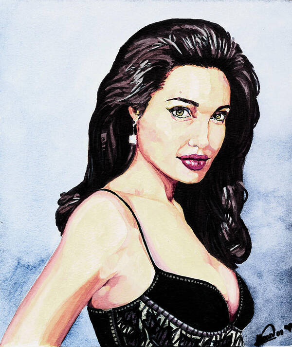 Star Art Print featuring the painting Angelina Jolie Portrait by Alban Dizdari