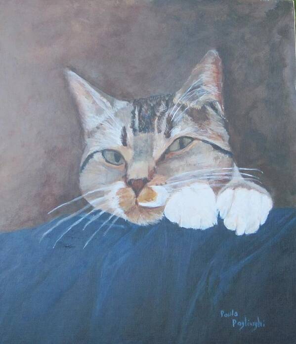 Cat Art Print featuring the painting Austin by Paula Pagliughi