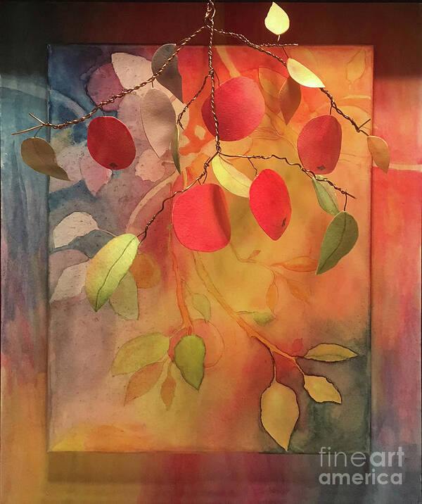 Apples Painting Art Print featuring the mixed media Autumn Apples 3D by Conni Schaftenaar
