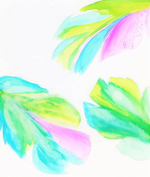 Banana Leaf Art Print featuring the painting Banana Leaf - Neon by Marianna Mills