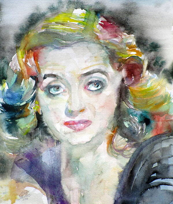 Bette Davis Art Print featuring the painting BETTE DAVIS - watercolor portrait.2 by Fabrizio Cassetta