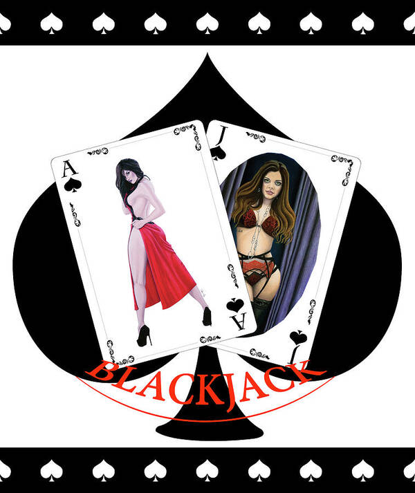 Joe Ogle Art Print featuring the digital art Black Jack Spades by Joseph Ogle