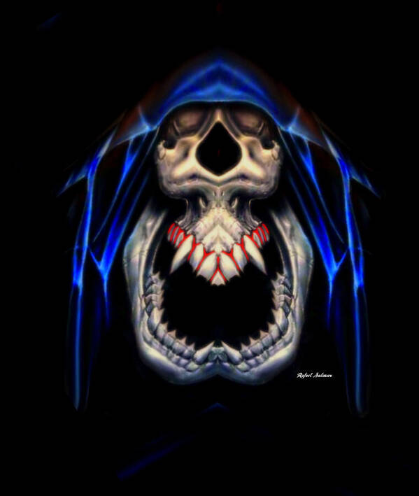 Rafael Salazar Art Print featuring the digital art Blue Caped Skull by Rafael Salazar