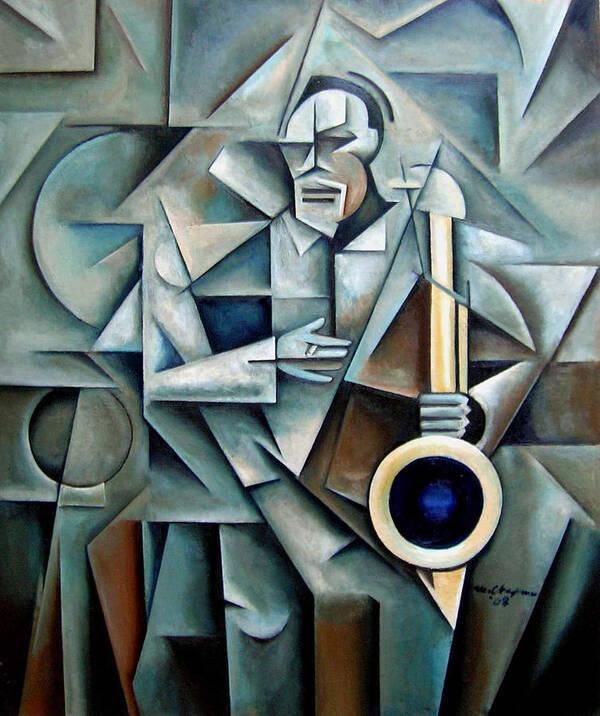 Jackie Mclean Jazz Saxophone Cubism Art Print featuring the painting Bluesnik by Martel Chapman