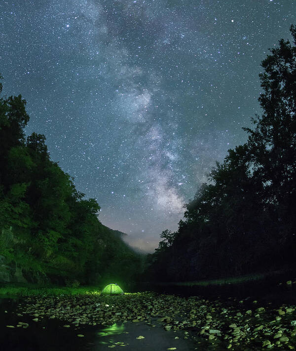Buffalo River Art Print featuring the photograph Buffalo River with Milky Way by Hal Mitzenmacher