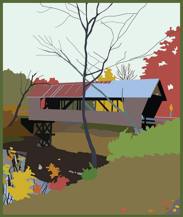 Landscape Art Print featuring the painting Bump Bridge by Marian Federspiel