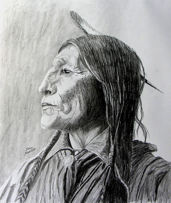 Original Drawing Art Print featuring the drawing Chief Wolf Robe by Stan Hamilton