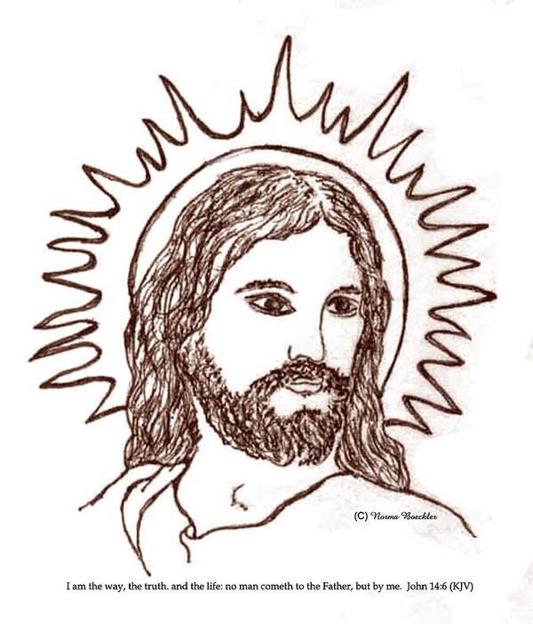 Sepia Ink Art Print featuring the drawing Christ the Savior by Norma Boeckler