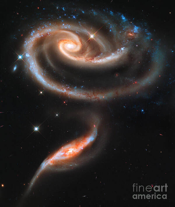 Galaxy Art Print featuring the photograph Colliding Galaxies by Nicholas Burningham