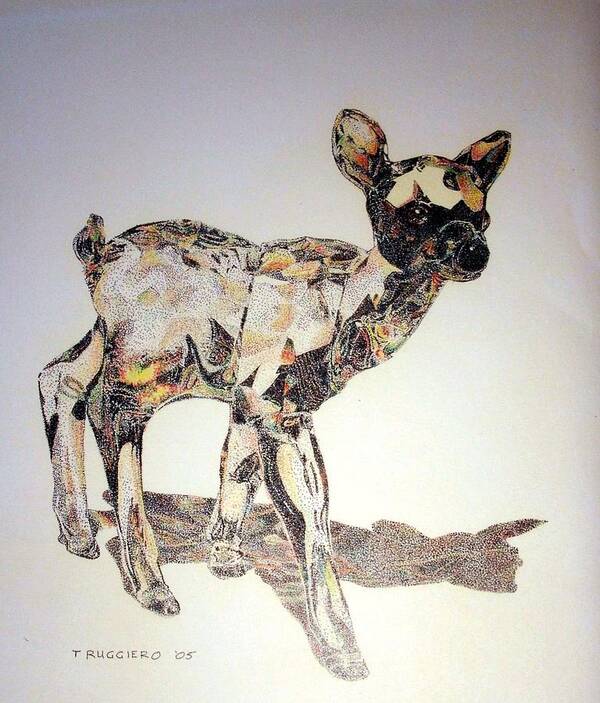 Deer Fawn Crystal Figurine Swarovsky Art Print featuring the painting Crystal by Tony Ruggiero