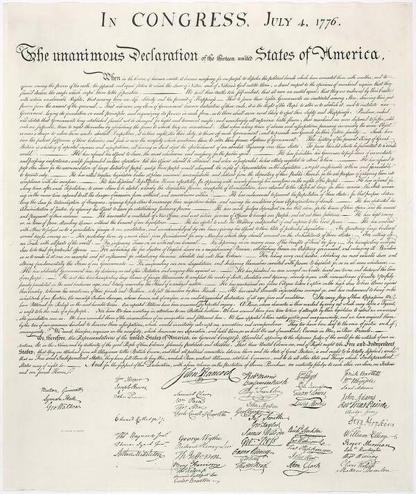 Declaration Art Print featuring the photograph Declaration of Independence - Stone Engraving by Pablo Lopez
