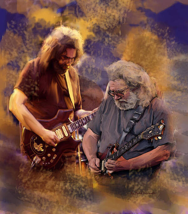 Grateful Dead Jerry Garcia Art Print featuring the painting Jerry Garcia Greatful Dead Dream Colors by Iconic Images Art Gallery David Pucciarelli