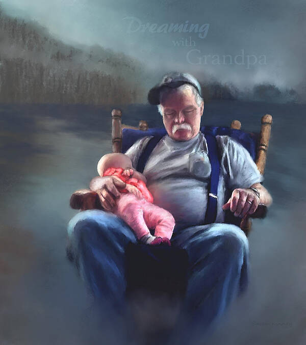 Dreams Art Print featuring the painting Dreaming With Grandpa by Susan Kinney