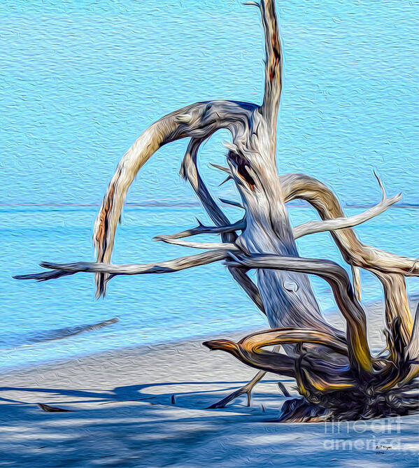 Art Art Print featuring the painting Driftwood on Jekyll by DB Hayes