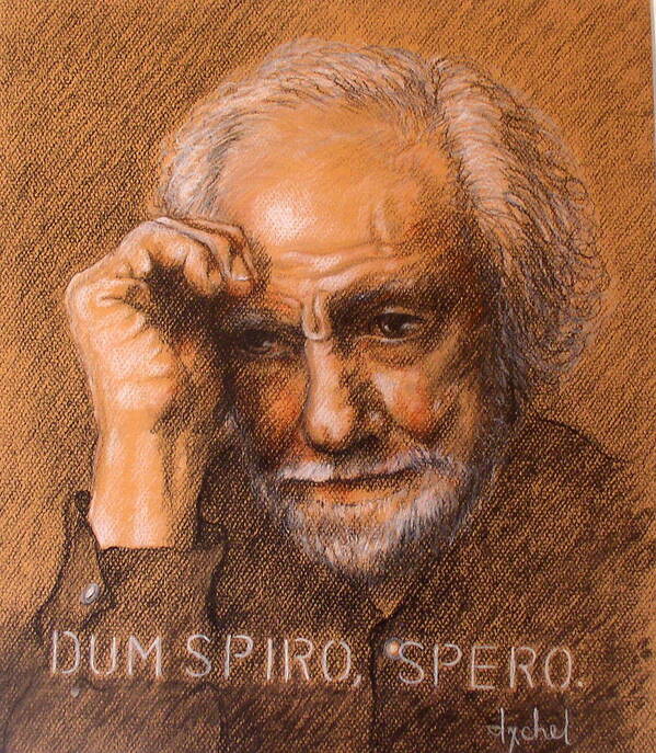 Old Man Art Print featuring the painting Dum spiro spero by Ixchel Amor