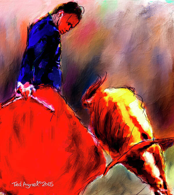 Bull Fighting Art Print featuring the painting El Matador by Ted Azriel
