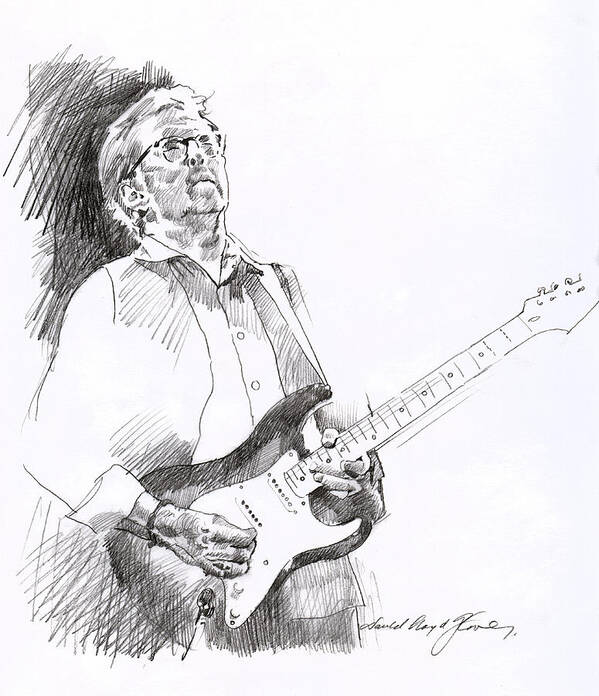 Drawing Art Print featuring the drawing Eric Clapton Joy by David Lloyd Glover