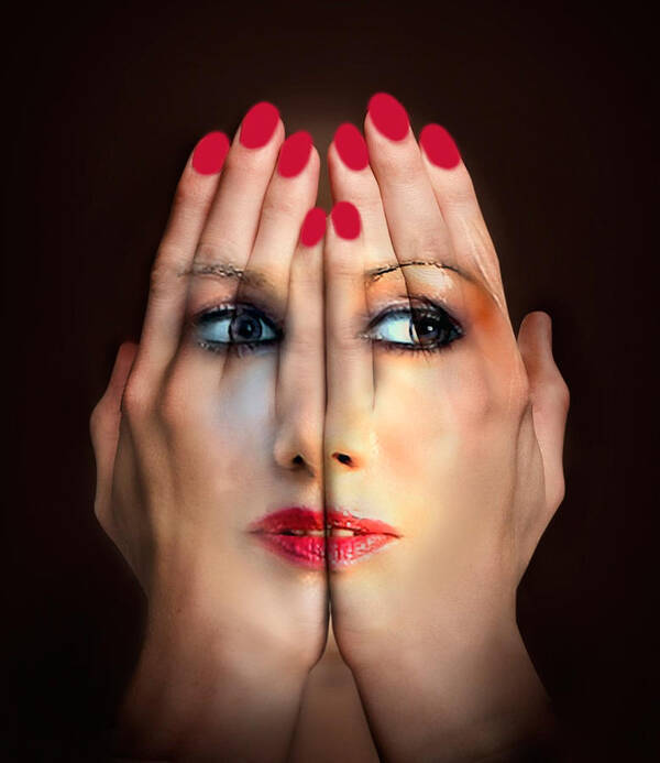 Face Art Print featuring the photograph Face through hands by Constantinos Iliopoulos