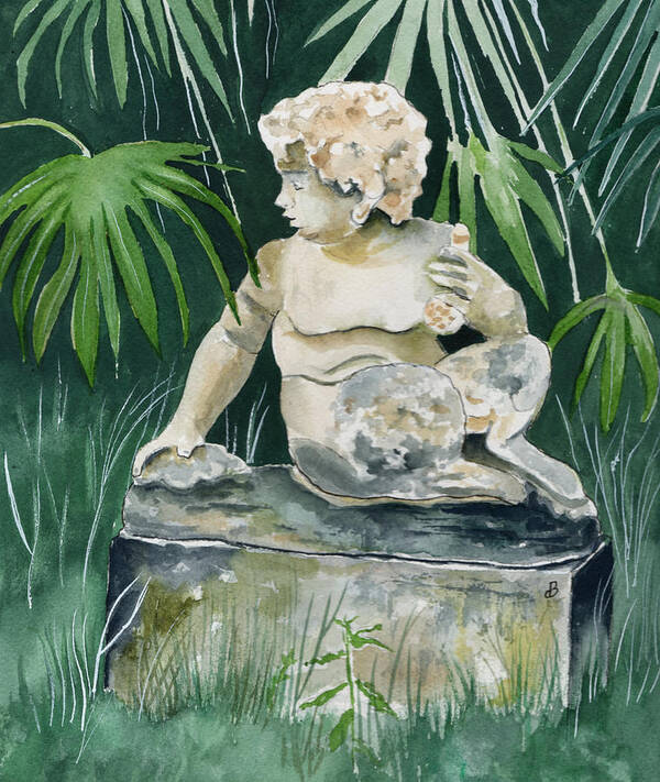 Watercolor Art Print featuring the painting Garden Satyr by Brenda Owen