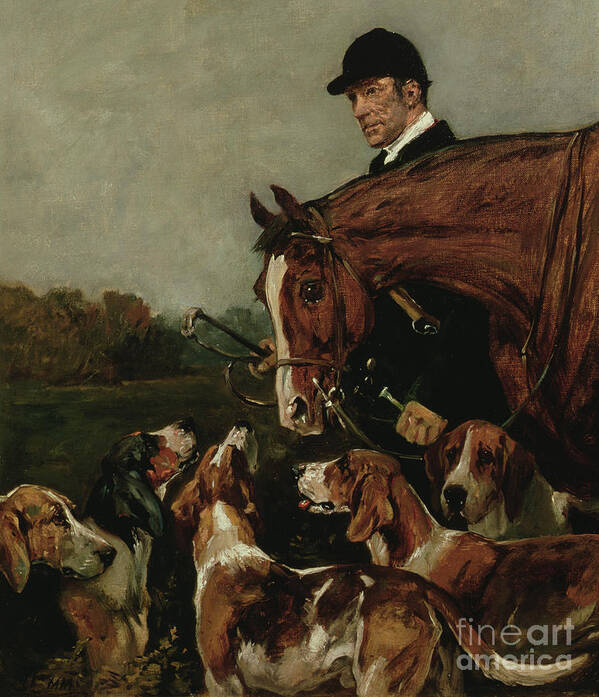 Hunt Art Print featuring the painting George Wateridge, Huntsman to the New Forest Buckhounds by John Emms