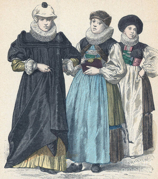 Fashion Art Print featuring the photograph German Womens Fashion, 1640 by Science Source