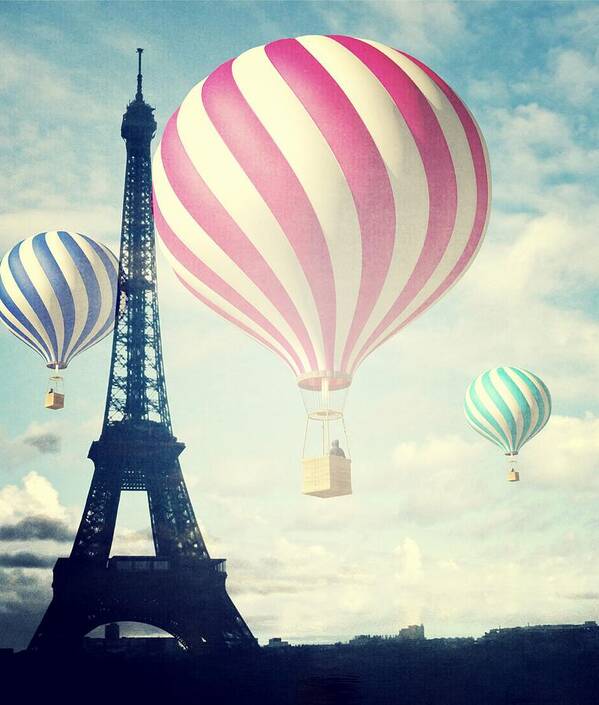 Hot Air Balloon Art Print featuring the photograph Hot Air Balloons in Paris #1 by Marianna Mills