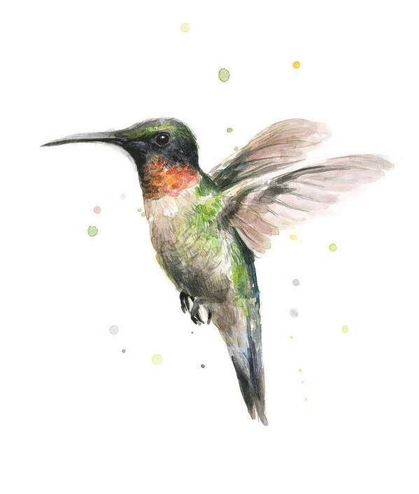 Animal Art Print featuring the painting Hummingbird by Olga Shvartsur
