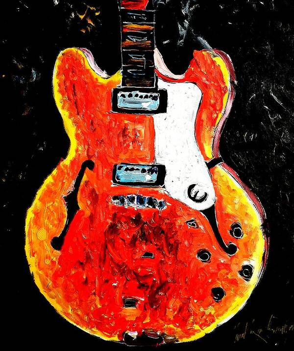 Jazz Art Print featuring the painting Jazz Guitar by Neal Barbosa