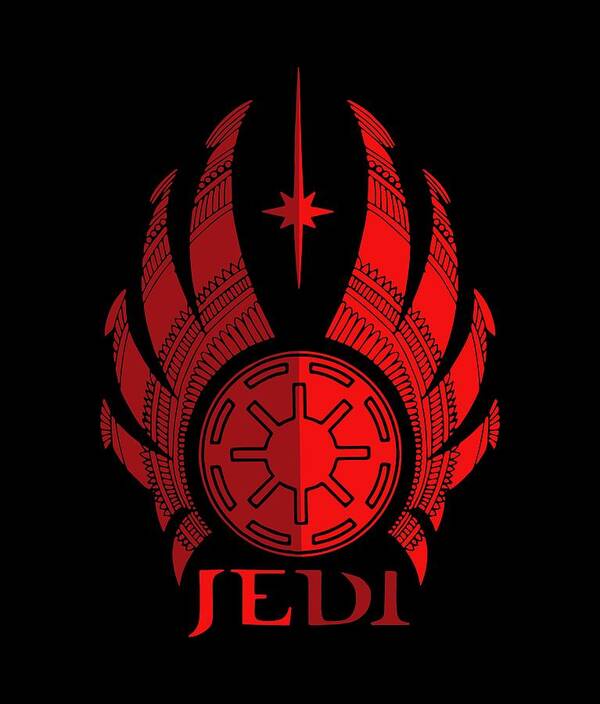 Jedi Art Print featuring the mixed media Jedi Symbol - Star Wars Art, Red by Studio Grafiikka