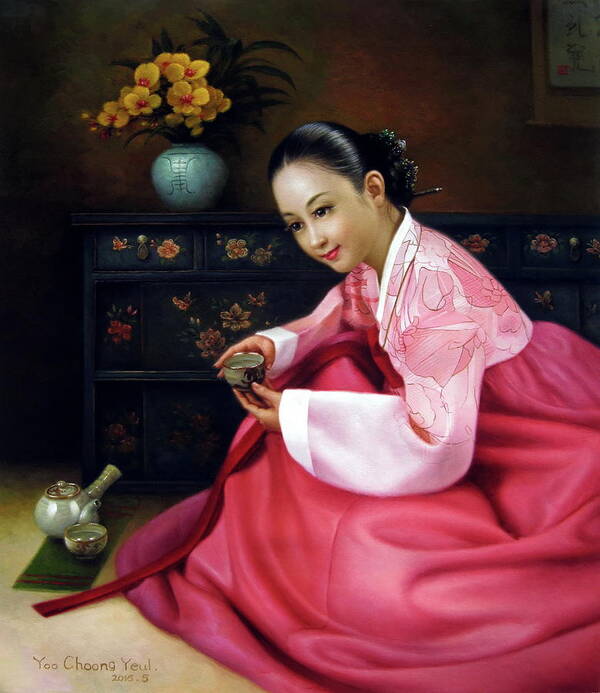 Woman Art Print featuring the painting Korea belle 3 by Yoo Choong Yeul