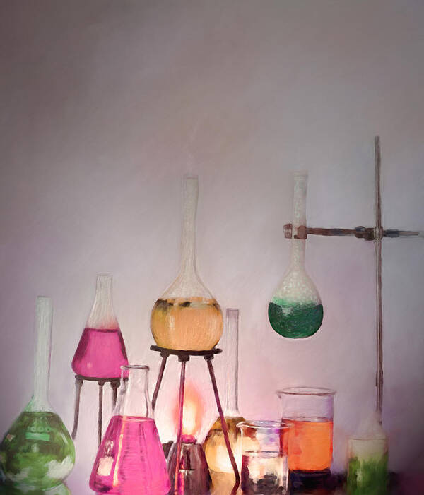 Beakers Art Print featuring the painting Magical Beakers by Portraits By NC