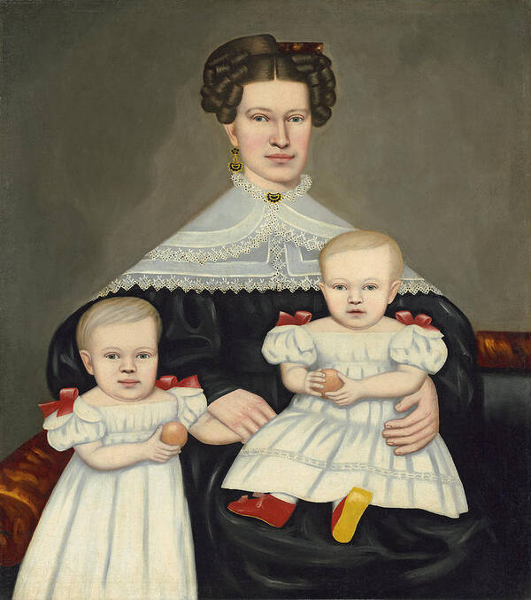 Art Art Print featuring the painting Mrs Paul Smith Palmer and Her Twins by Erastus Salisbury Field