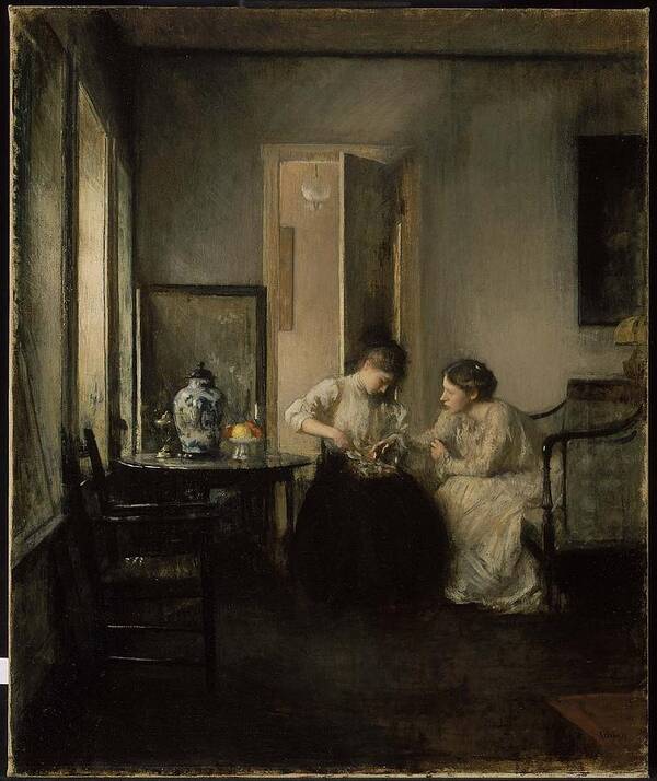 New England Interior 1906 Edmund Charles Tarbell (american Art Print featuring the painting New England Interior by Charles Tarbell