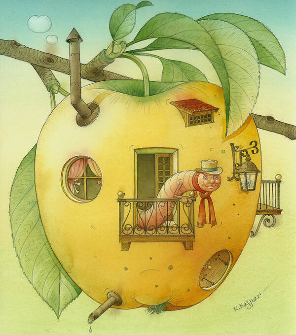 Landscape Art Print featuring the painting New House by Kestutis Kasparavicius